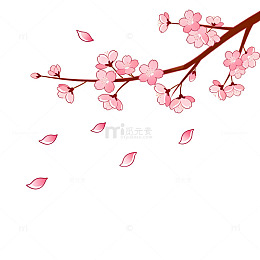 樱花树枝插画设计素材