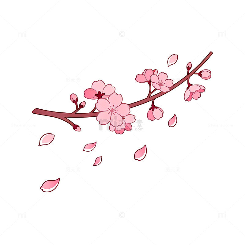 樱花插画春天浪漫艺术元素