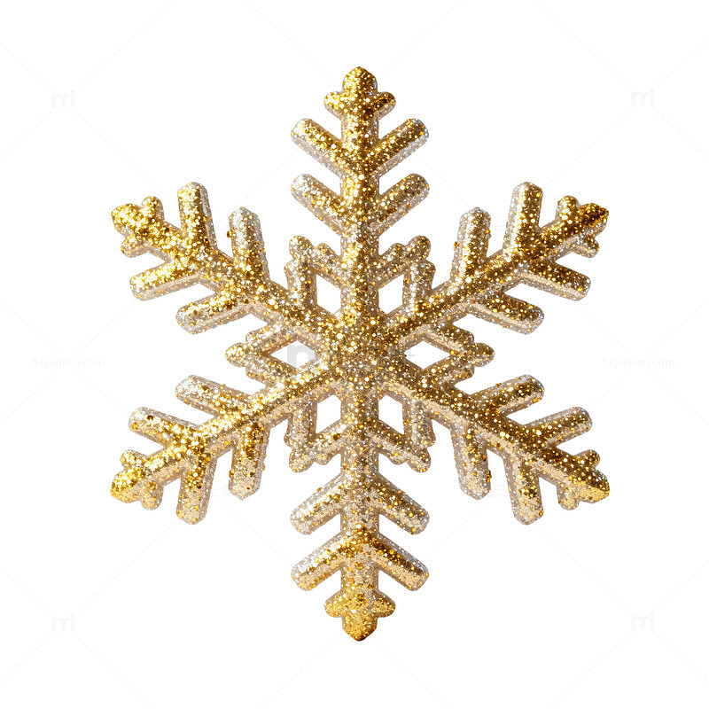 金色雪花装饰饰品摄影