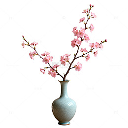 淡雅花瓶樱花装饰图案