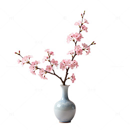 淡雅花瓶樱花装饰画