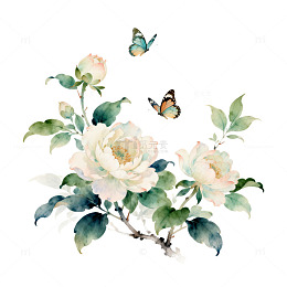 水彩花卉蝴蝶插画