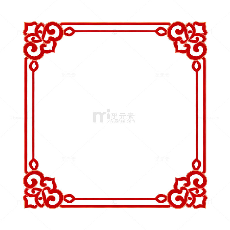 红色传统花纹边框装饰素材