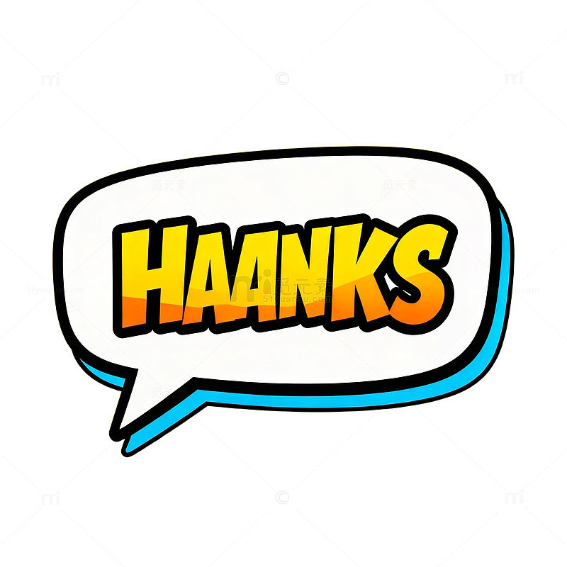 漫画风格感谢语对话框设计素材