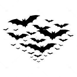 黑白蝙蝠群飞图案剪影