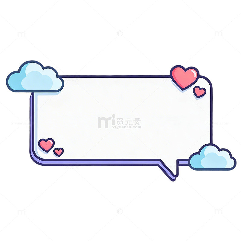 可爱风格爱心云朵对话框