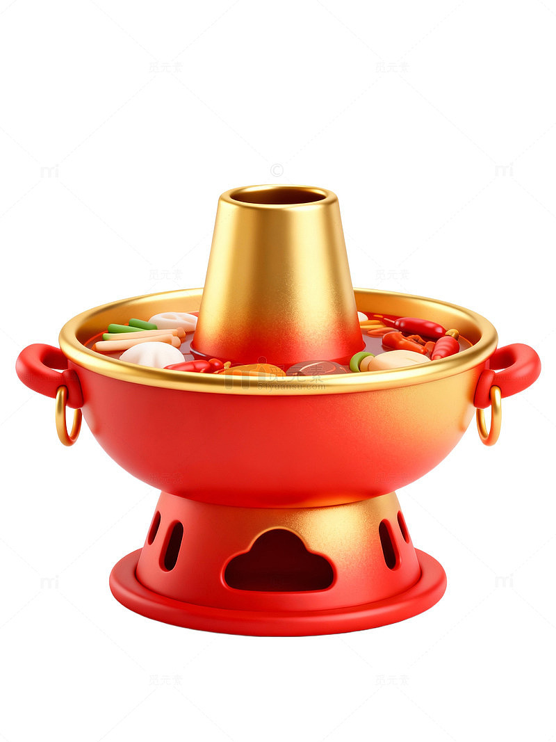 红金火锅摆件95