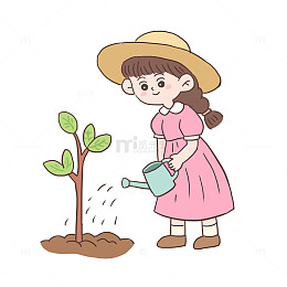 植树节植树手绘卡通元素
