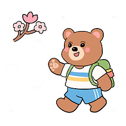 春天动物熊野游免抠元素