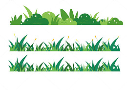 风光系列插画风草丛花朵绿叶贴纸