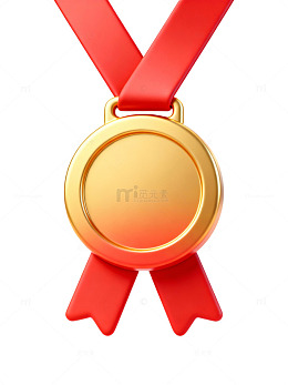 金色奖牌配红丝带66