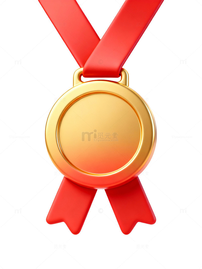 金色奖牌配红丝带66