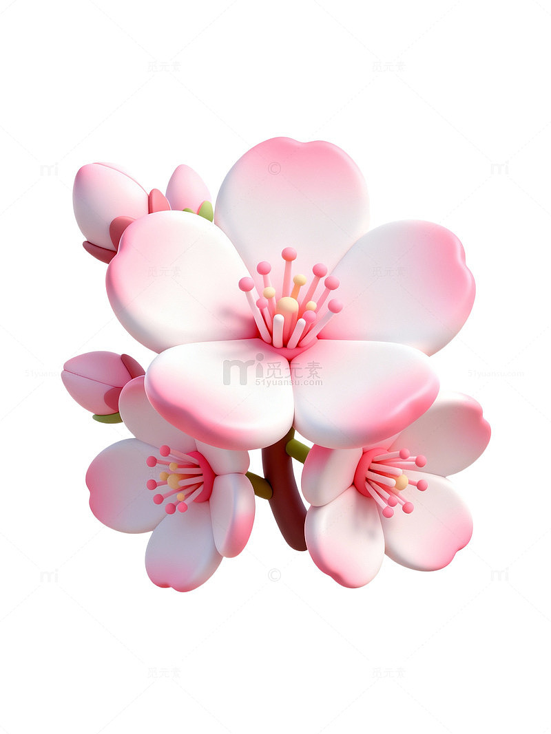 粉色樱花3D插画14