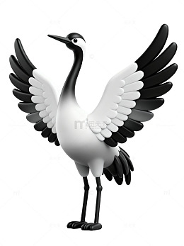 黑白卡通仙鹤12
