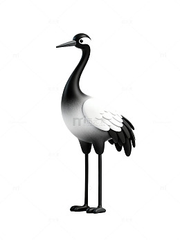 黑白卡通仙鹤85