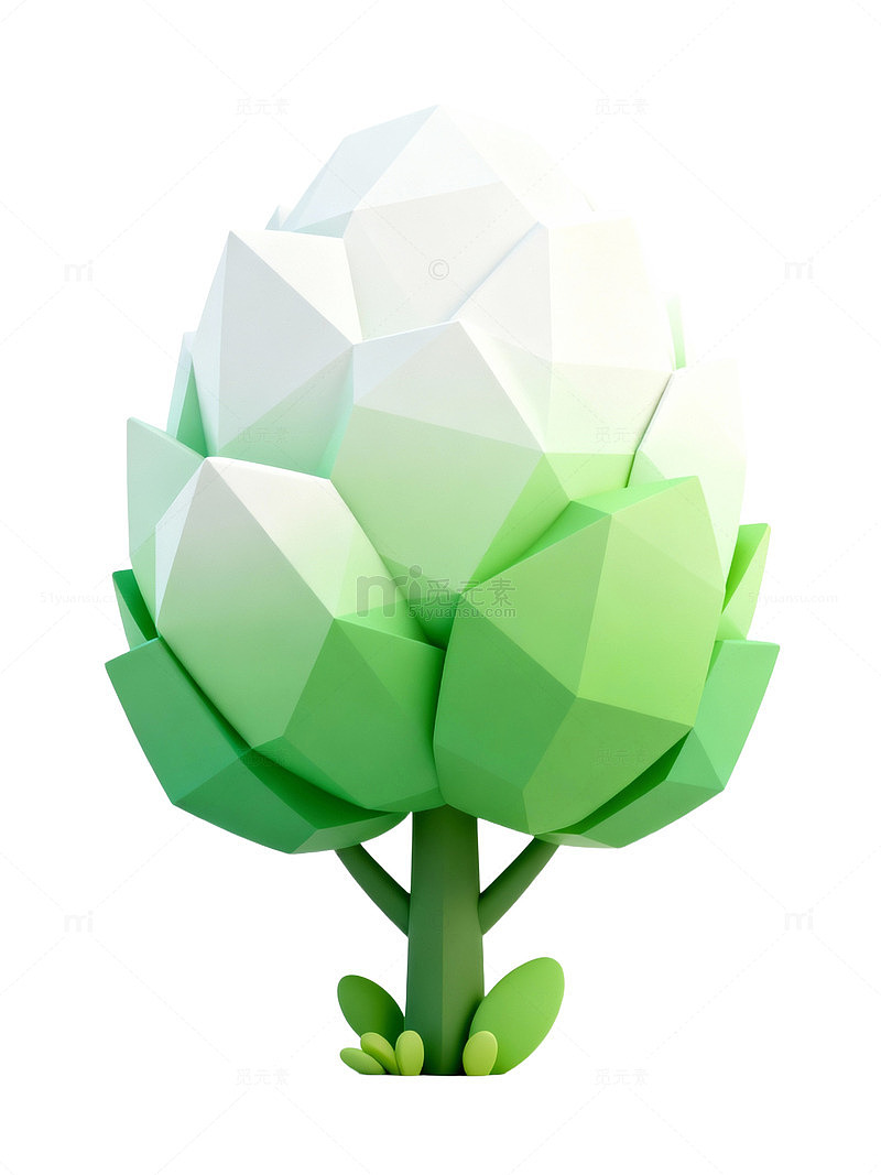 低多边形绿树插画25