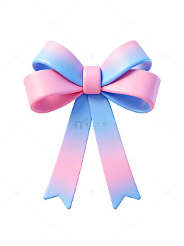渐变蓝粉彩带蝴蝶结14
