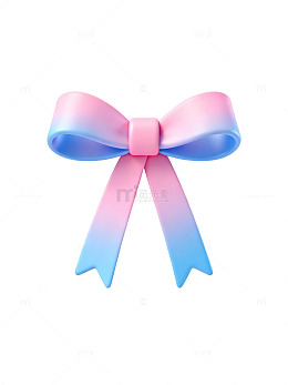渐变蓝粉彩带蝴蝶结49