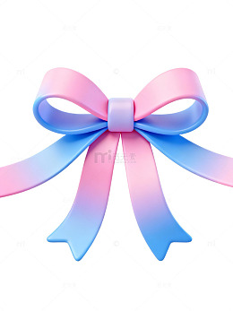 蓝粉渐变蝴蝶结80