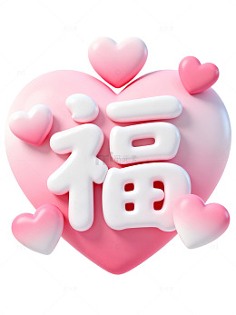粉色爱心福字设计28