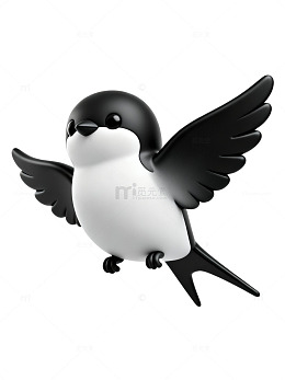 黑白卡通燕子插画44