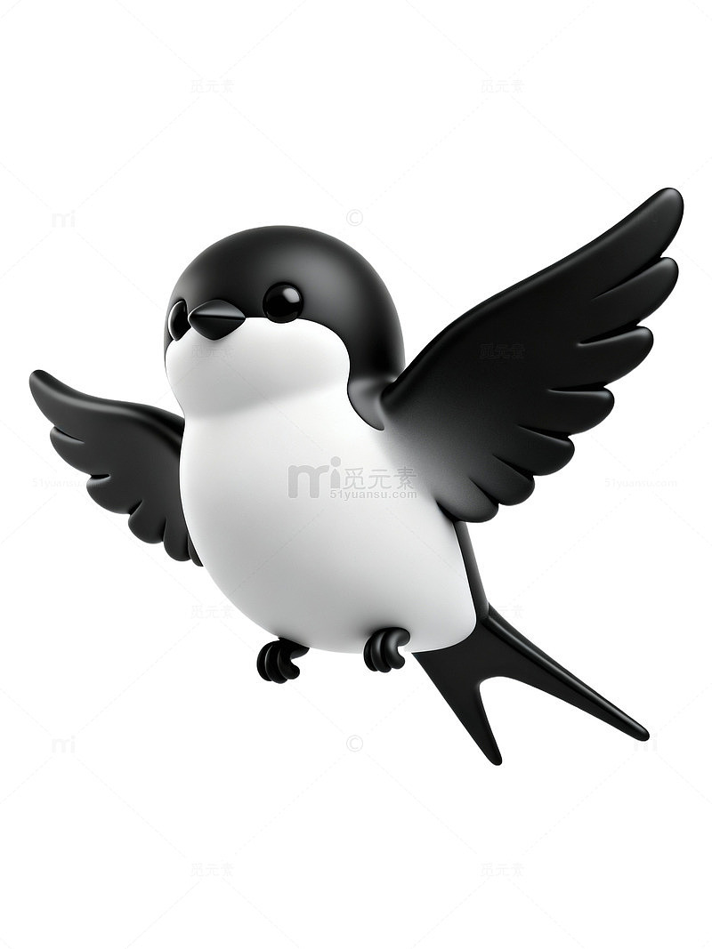 黑白卡通燕子插画44