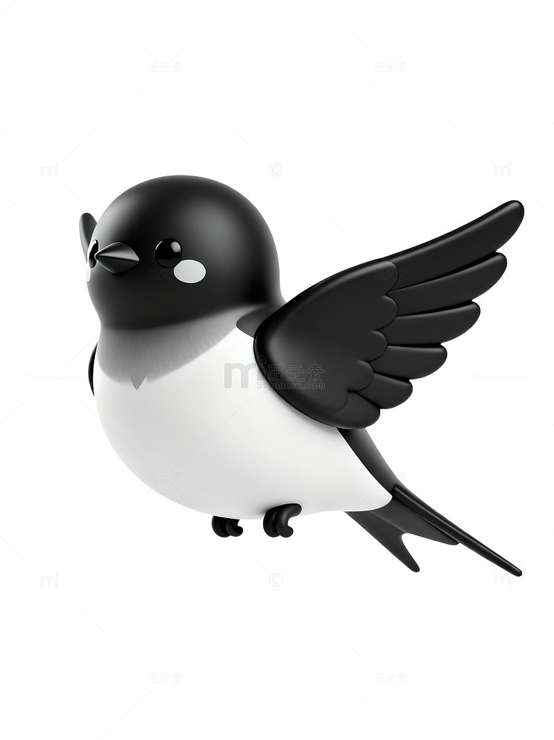 黑白卡通燕子插画60