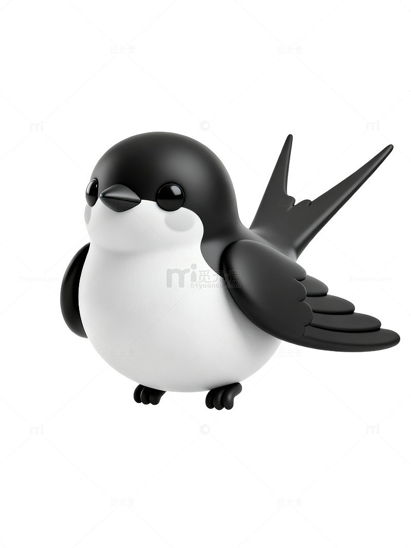 可爱黑白燕子卡通形象06