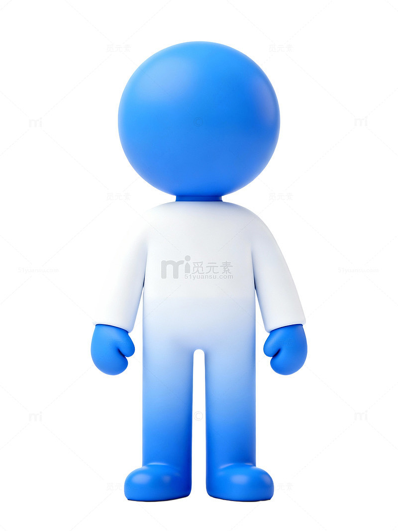 蓝白渐变卡通人偶90
