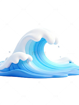 蓝色海浪插画46