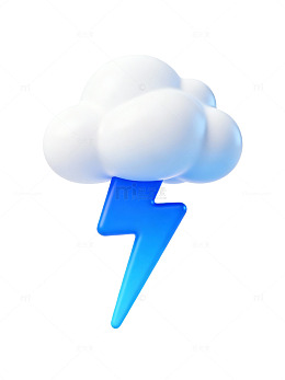 蓝色闪电云图标03