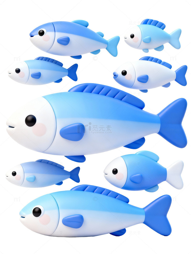蓝色卡通鱼群74
