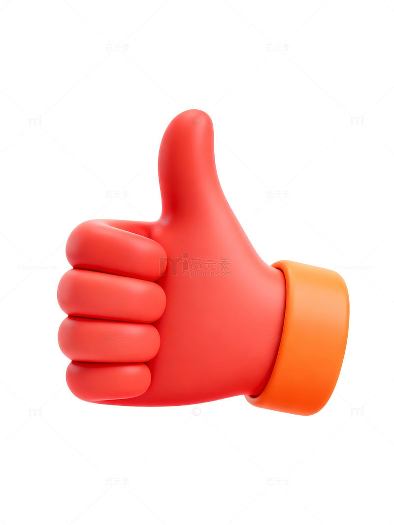 红色卡通点赞手势89