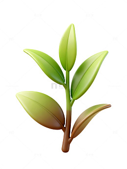 清新绿叶卡通插画99