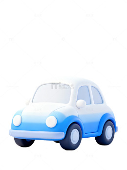 蓝白渐变卡通小车40