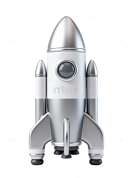 银色卡通火箭01
