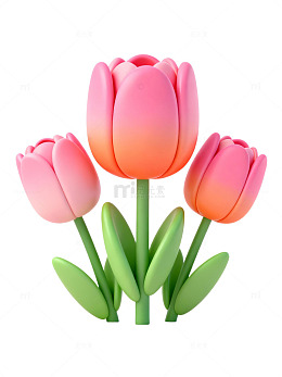 粉色渐变卡通郁金香69
