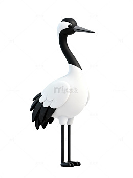 黑白仙鹤卡通形象27