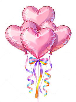粉色心形气球与彩带76