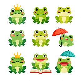 卡通青蛙插画设计素材