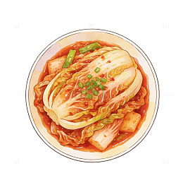 韩式辣白菜豆腐插画美食