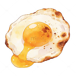 水彩煎蛋美食插画设计素材
