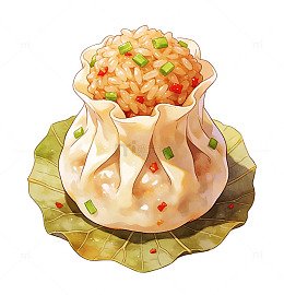 彩绘烧卖美食插画设计素材