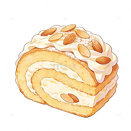 奶油卷蛋糕插画