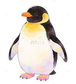 水彩企鹅卡通插画