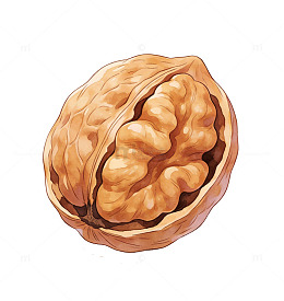 水彩核桃插画设计素材