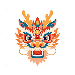 传统中国风龙头图案插画
