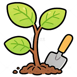 卡通树苗种植插画