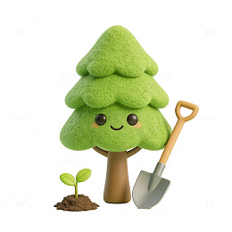 可爱卡通植树场景毛绒玩具