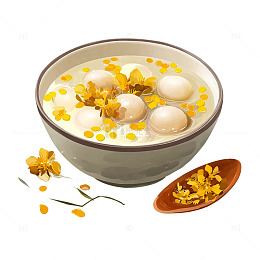 卡通中式汤圆美食插画